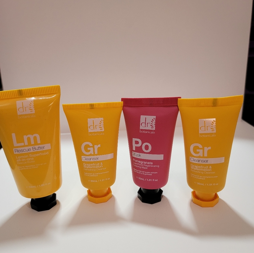 Lot Dr. Botanicals Lemon Superfood Rescue Butter cleaner pomegranate mask new